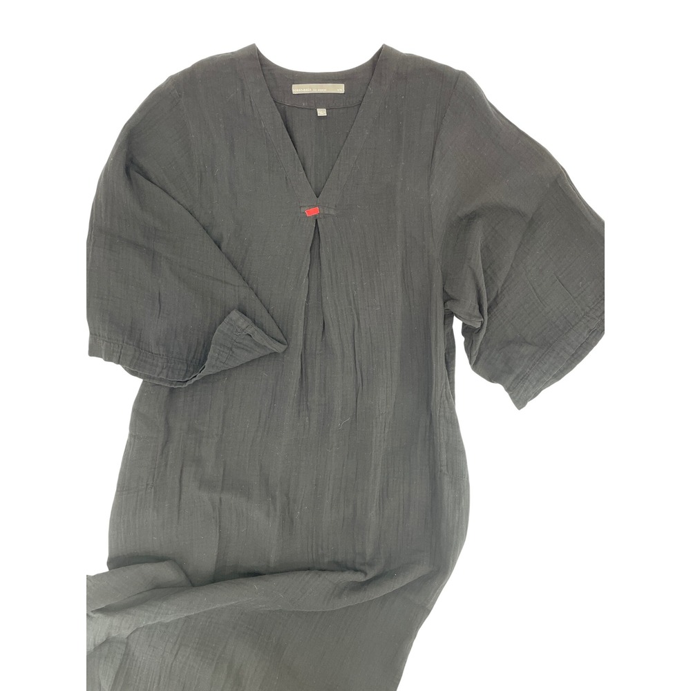 Ocean+Main Los Angeles Kaftan Dress S/M Black Excellent Cotton Gauze V-Neck